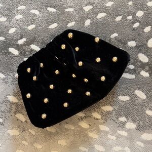 Maeve Black Velvet Bag with Gold Accents